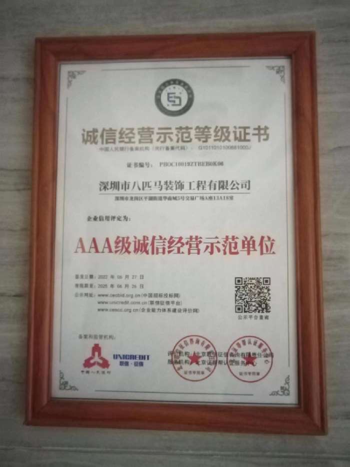 诚信经营示范单位